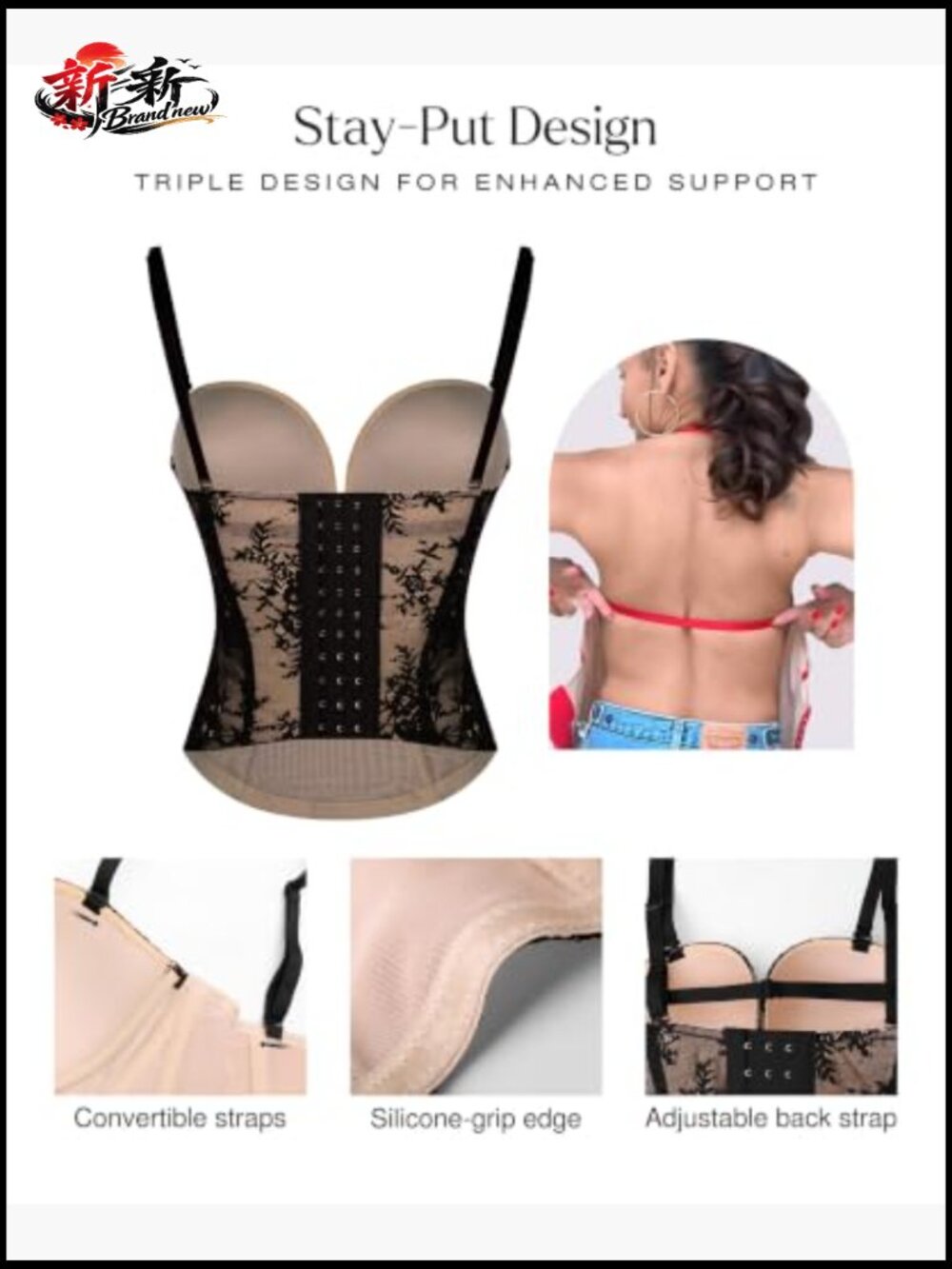 Fully Boned Corset Top with Built-In Bra Convertible Straps Going Out Outfit - Picture 4 of 7
